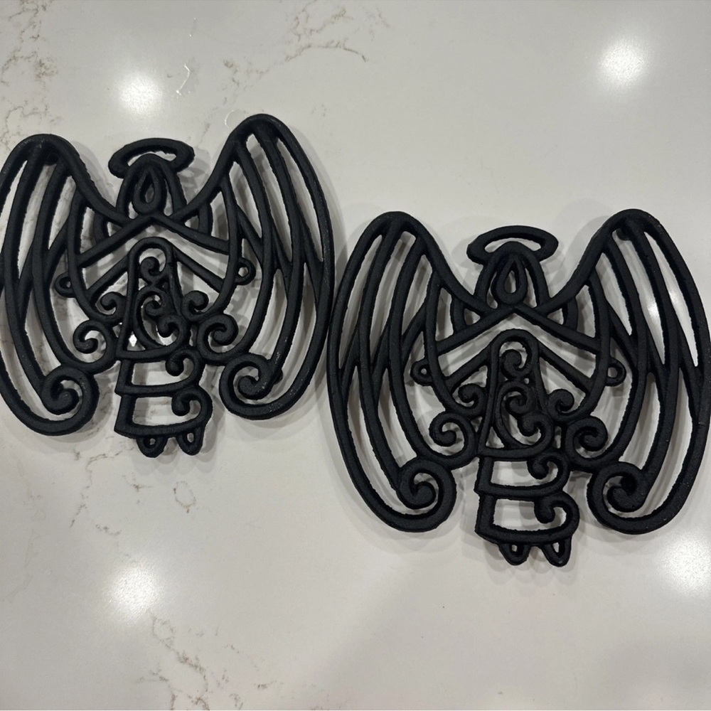 Black Cast Iron Angel Trivets Set - Picture 1 of 5